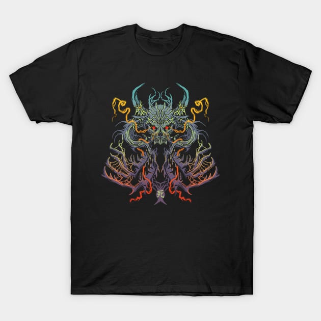 SAMURAI DEMON SKULL MASK T-Shirt by Damyanoman